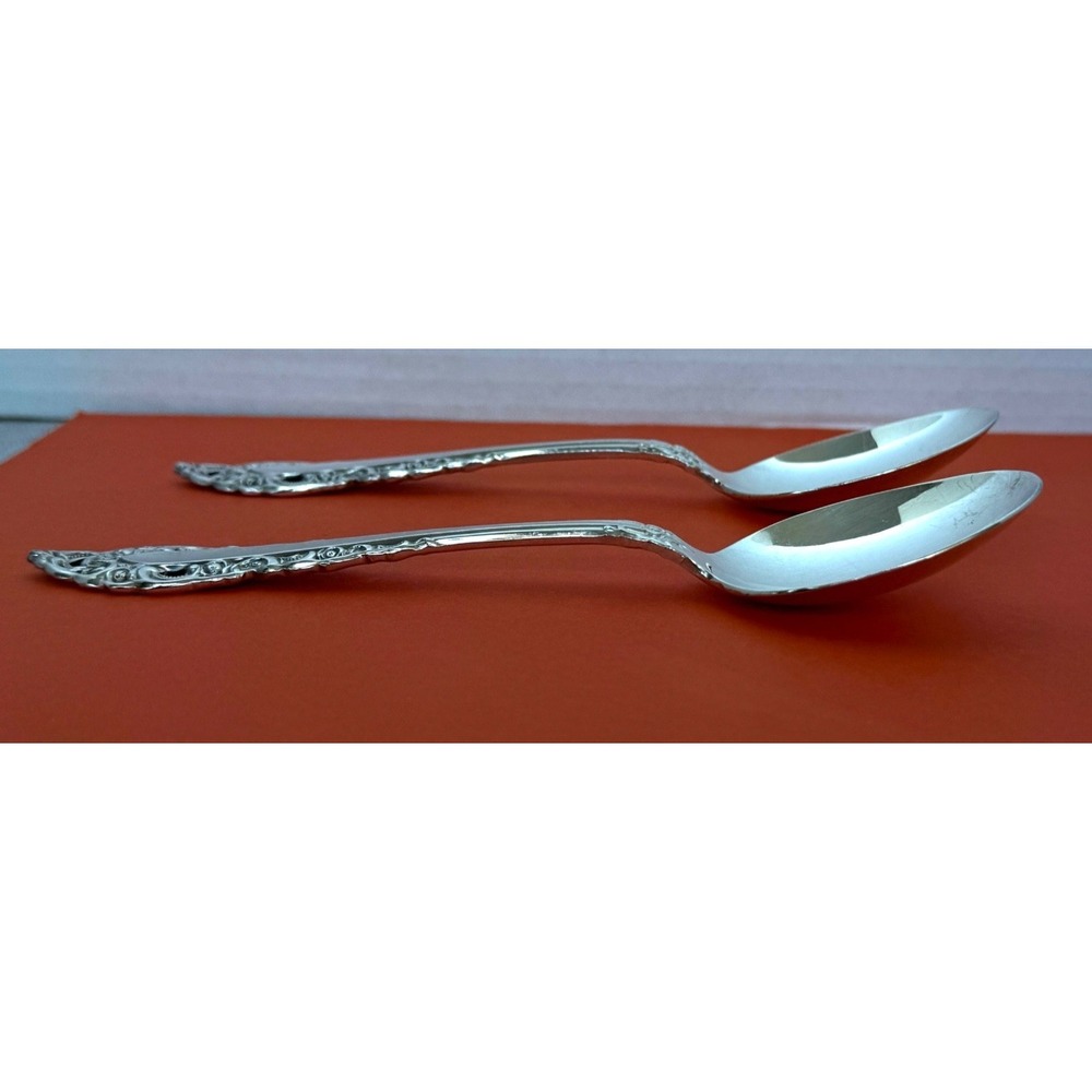 Oneida Silverplate ROYAL GRANDEUR Oval Soup Spoon (2) Community Art Deco Pierced - Picture 6 of 10
